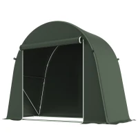 Outsunny 8 x 4 ft Garden Storage Tent, Waterproof Bike Tent with Roll-up Zipper Door and Galvanised Metal Frame, Green(m-1)