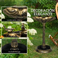 Outsunny Baño para Pájaros de Jardín Exterior 81 cm con Diseño de Concha y Acabado Envejecido Ligero y Resistente Bronce(m-5)