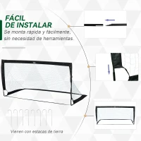 HOMCOM Porterías de Fútbol Plegables para Niños y Adultos con Bolsa de Transporte para Exterior Jardín Entrenamiento Negro(m-13)