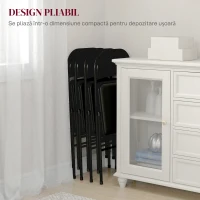 HOMCOM Set de 2 Scaune Pliabile Metalice, Tapițate cu Piele Ecologică PU, pentru Interior, cu Șezut Confortabil și Spătar Deschis(m-6)