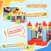 Outsunny Kids Bouncy Castle Inflatable Trampoline Slide Pool Basket for Kids Age 3-10, 3 x 2.75 x 2.1m(m-8)