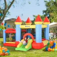 Outsunny Kids Bouncy Castle Inflatable Trampoline Slide Pool Basket for Kids Age 3-10, 3 x 2.75 x 2.1m(m-2)