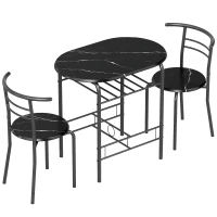HOMCOM Set de Mesa Moderna con 2 Sillas para Comedor, Set 3 Piezas Muebles Ahorraespacio para Cocina, Balcón, Restaurante o Bar, Marrón y Negro(m-1)