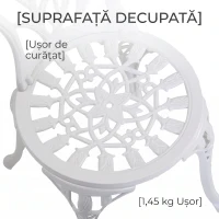 Outsunny Set de Grădină 3 Piese din Aluminiu cu 2 Scaune 42,5x47,5x89 cm și Masă Rotundă Ø60x67 cm, Alb(m-9)