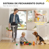 PawHut Parque para Cães Dobrável com 8 Painéis Porta com Fecho Duplo Barreira de Segurança para Escada Corredor Branco(m-6)
