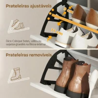 HOMCOM Sapateira Estreita com 2 Compartimentos Abatíveis Armário e Prateleiras Ajustáveis 10-14 Pares de Sapatos 110x25x110,6 cm Branco(m-7)
