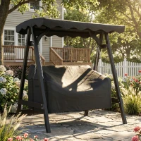 Outsunny 2-Sitzer Gartenschaukel-Abdeckung, wasserdichte Schutzhülle, winddicht und UV-beständig, 420D Oxford-Stoff(m-8)