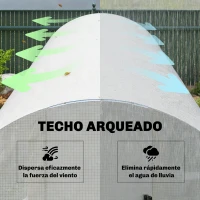 Outsunny Invernadero de Túnel 6x3x2 m con Puerta con Bisagras 12 Ventanas de Malla y Estructura de Acero Galvanizado Blanco(m-9)