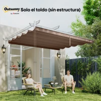 Outsunny Cubierta para Techo Retráctil de 3,5x2,6m para Pérgola de 4x3 Tela de Repuesto con 10 Orificios de Drenaje Café(m-7)