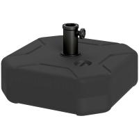 Outsunny Base para Sombrilla Cuadrada Soporte de Parasol de Postes Ø38 mm Ø48 mm Rellenable de Arena 25 kg o Agua 20 kg Negro