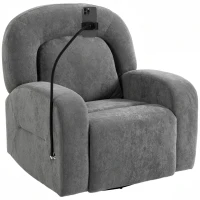 HOMCOM Poltrona Relax Reclinável 3 em 1 com Função de Baloiço Rotação 360° Suporte para Telemóvel Assento Amplo Cinzento(m-6)