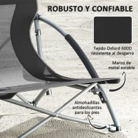 Outsunny Conjunto de 2 Sillas de Playa Plegables y Ligeras con Respaldo de Malla Reposabrazos y Bolsa 58x55x62 cm Negro(m-7)