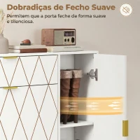 HOMCOM Sapateira Estreita com 2 Compartimentos Abatíveis Armário e Prateleiras Ajustáveis 10-14 Pares de Sapatos 110x25x110,6 cm Branco(m-9)