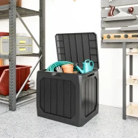 Outsunny Baúl de Almacenaje Exterior de Plástico Capacidad 121L con 2 Asas y Tapa Bloqueable Impermeable 56x45x53 cm Negro(m-8)