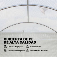 Outsunny Invernadero de Túnel 6x3x2 m con Puerta con Bisagras 12 Ventanas de Malla y Estructura de Acero Galvanizado Blanco(m-5)