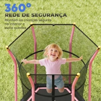 HOMCOM Trampolim para Crianças Cama Elástica Infantil com Rede de Segurança para Interiores e Exteriores Ø163,5x190 cm Rosa(m-6)