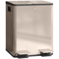 HOMCOM Küchenmülleimer 2 Fächer 2 x 20 l, Edelstahl, Soft-Close-Deckel, 45,8x36x51,6cm, Gold