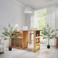 HOMCOM Conjunto de 2 Oliveiras Artificiais 120 cm Plantas Artificiais Decorativa de Interior com 20 Azeitonas  Verde(m-9)