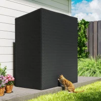 Outsunny Leñero Exterior Metálico de Chimenea Soporte para Leña con Cubierta Impermeable Carga 300 kg 140x70x154 cm Negro(m-8)
