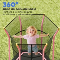 HOMCOM Cama Elástica Infantil Trampolín para Niños +3 Años con Red de Seguridad Ø163,5x190 cm Rosa(m-6)