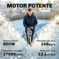 Outsunny Soprador de Folhas Sem Fios 18V com 2 Baterias 4.0Ah e Carregador Motor Sem Escovas 600W 3 Velocidades Correia para Ombro 149 km/h 96x16,5x29 cm Preto(m-4)