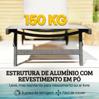 Outsunny Conjunto de 2 Espreguiçadeiras para Exterior com Encosto Ajustável em 5 Níveis e Rodas para Praia Piscina 165x66x102cm Branco e Preto(m-6)