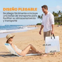 Outsunny Conjunto de 2 Esterillas con Respaldo Reclinable en 5 Niveles Reposacabezas y Bolsa de Transporte 134x48x33-43 cm Beige(m-7)
