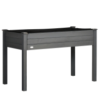 Outsunny Huerto Urbano Elevado de Madera 122,5x56,5x76 cm con Tela no Tejida para Cultivos Plantas Flores Gris Oscuro