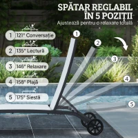 Outsunny Set de 2 Șezlonguri Rabatabile pe 5 Niveluri, Șezlonguri din Aluminiu și Țesătură Respirabilă, 66x165x102 cm, Albastru(m-4)