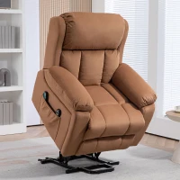 HOMCOM Sillón Relax Reclinable Eléctrico Levanta Personas con Masaje Vibratorio y Calor Control Remoto Reposapiés Marrón(m-2)