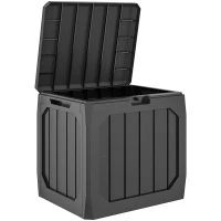 Outsunny Baúl de Almacenaje Exterior de Plástico Capacidad 121L con 2 Asas y Tapa Bloqueable Impermeable 56x45x53 cm Negro(m-1)