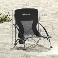 Outsunny Conjunto de 2 Sillas de Playa Plegables y Ligeras con Respaldo de Malla Reposabrazos y Bolsa 58x55x62 cm Negro(m-3)