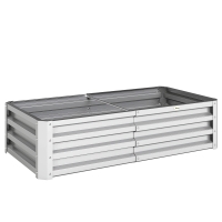 Outsunny Jardinera Elevada Rectangular de Acero Galvanizado para Cultivar Plantas Flores Hierba 120x60x30,5 cm Plata