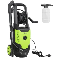 Outsunny Hidrolimpiadora de Alta Presión 2200W con Accesorios Ángulo Ajustable y Parada Automática 32x32x80 cm Verde y Negro(m-10)