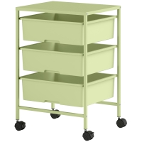 HOMCOM Carrinho Auxiliar com Rodas Carrinho de Cozinha de 3 Níveis com 3 Cestos e Estrutura de Aço 40,8x33,5x60,5 cm Verde