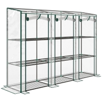 Outsunny Invernadero de Exterior con Estantes de 3 Niveles Puertas con Cremallera y Marco de Acero 215x46x151 cm Transparente