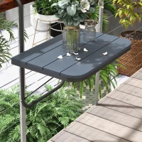 Outsunny Mesa Colgante para Balcón Plegable de Aluminio con Altura Ajustable en 4 Niveles Carga 25 kg 60x40x55-64 cm Negro(m-7)
