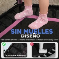 HOMCOM Cama Elástica Infantil Trampolín para Niños +3 Años con Red de Seguridad Ø163,5x190 cm Rosa(m-5)