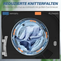 HOMCOM Máquina de Secar Roupa de Exaustão 4 kg 800W Anti-Vincos Esterilização 5 Programas Carga Frontal 48x40x56 cm Preto(m-6)