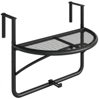 Outsunny Mesa Colgante de Balcón Semicircular 60x47x50 cm Ajustable en Altura Simple y Conveniente para Barandilla de Balcón Terraza Patio