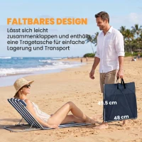 Outsunny Sonnenliege klappbar Gartenliege mit Kopfkissen Liegestuhl mit 5-Fach verstellbare Rückenlehne Tragetasche Blau(m-7)