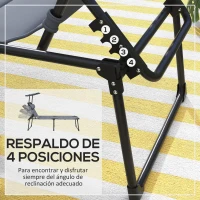 Outsunny Tumbona de Jardín con Toldo Ajustable Respaldo Regulable en 4 Niveles Reposacabezas para Terraza 70x200x45 cm Gris(m-4)