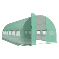 Outsunny Invernadero de Túnel 6x3x2 m con Puerta con Bisagras 12 Ventanas de Malla y Estructura de Acero Galvanizado Verde