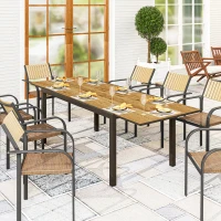 Outsunny Mesa de Jantar Exterior Extensível de 160-240 cm para 6-8 Pessoas Mesa de Jardim Retangular para Terraço Castanho(m-2)