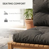 Outsunny Set de 3 Perne de Grădină pentru Canapele și Paleți din Poliester cu Umplutură Groasă, Gri Antracit(m-5)