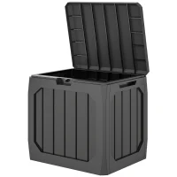 Outsunny Baúl de Almacenaje Exterior de Plástico Capacidad 121L con 2 Asas y Tapa Bloqueable Impermeable 56x45x53 cm Negro(m-11)