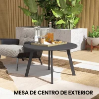 Outsunny Mesa de Centro Redonda de Metal con Patas Antideslizantes y Borde Seguro para Patio Balcón Salón Ø70x42 cm Gris(m-8)