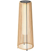 Outsunny Farola Solar Exterior de Ratán Sintético con Luces LED Encendido y Apagado Automático Impermeable Ø21,5x61 cm Natural(m-10)