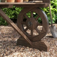 Outsunny Bancă de Grădină cu Picioare în Formă de Roți de Căruță și Șezut din Șipci, 120x29x39cm, Maro(m-8)
