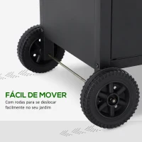Outsunny Barbecue a Gás com 4+1 Queimadores 14,4KW Mesas Laterais Armário de Armazenamento Termômetro e 2 Rodas Aço Inoxidável 125x51x100cm Preto(m-8)